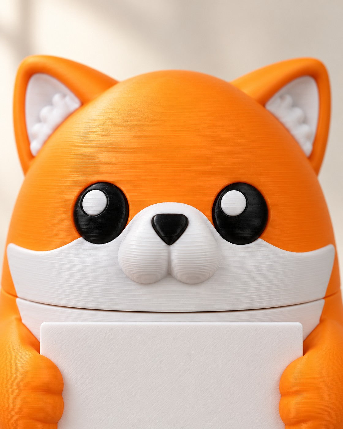 Close-up of the Hidden Fox Desk Ornament showing fine printed layer lines