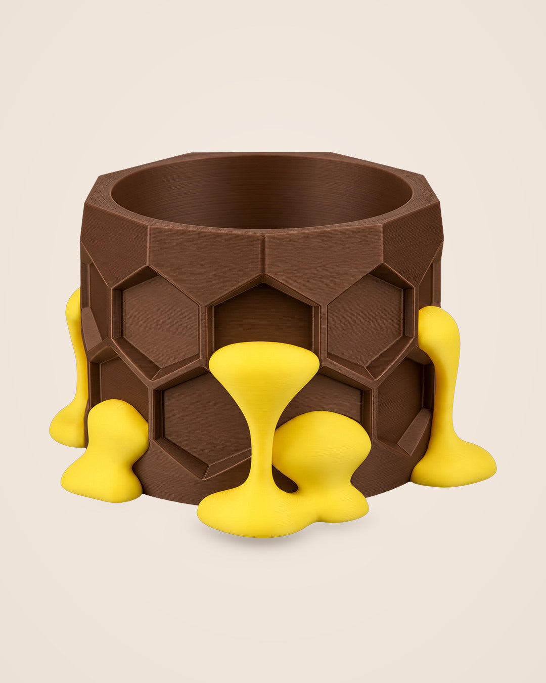 Honeycomb Plant Pot: Hexagonal planter with golden honey drips in two tones