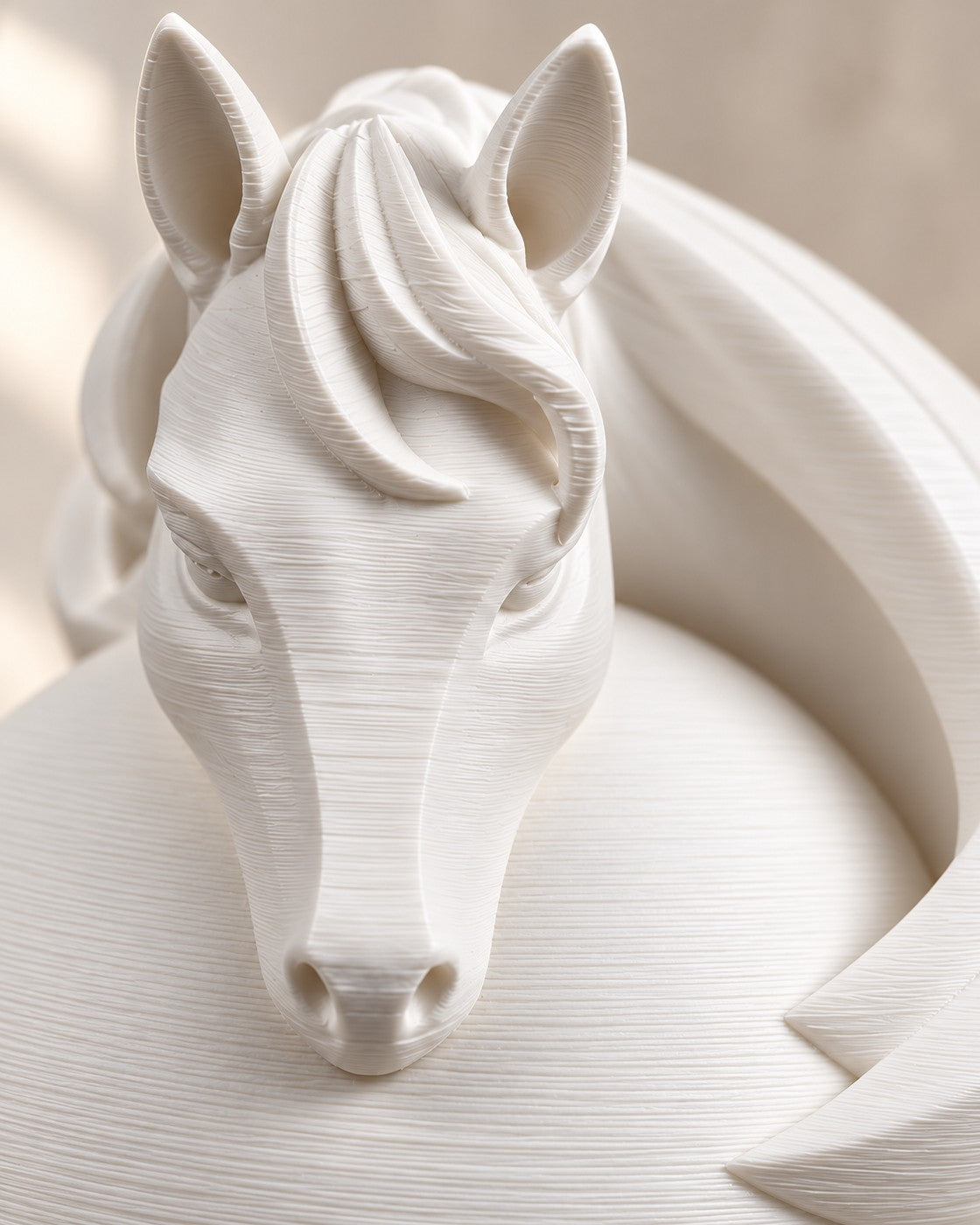 Close-up of the Stallion Sphere Lamp showing fine printed layer lines