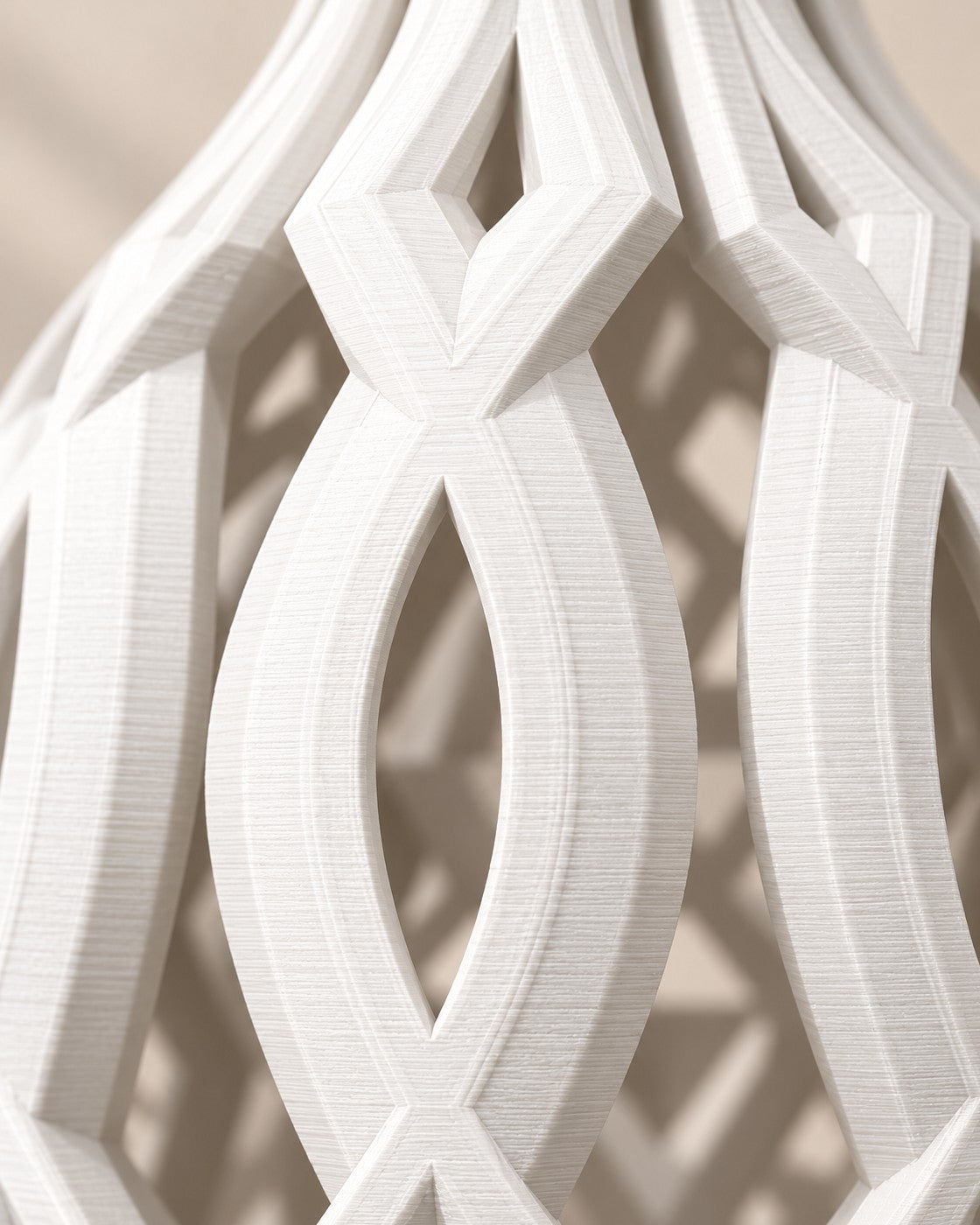 Close-up of the Lattice Vase showing fine printed layer lines