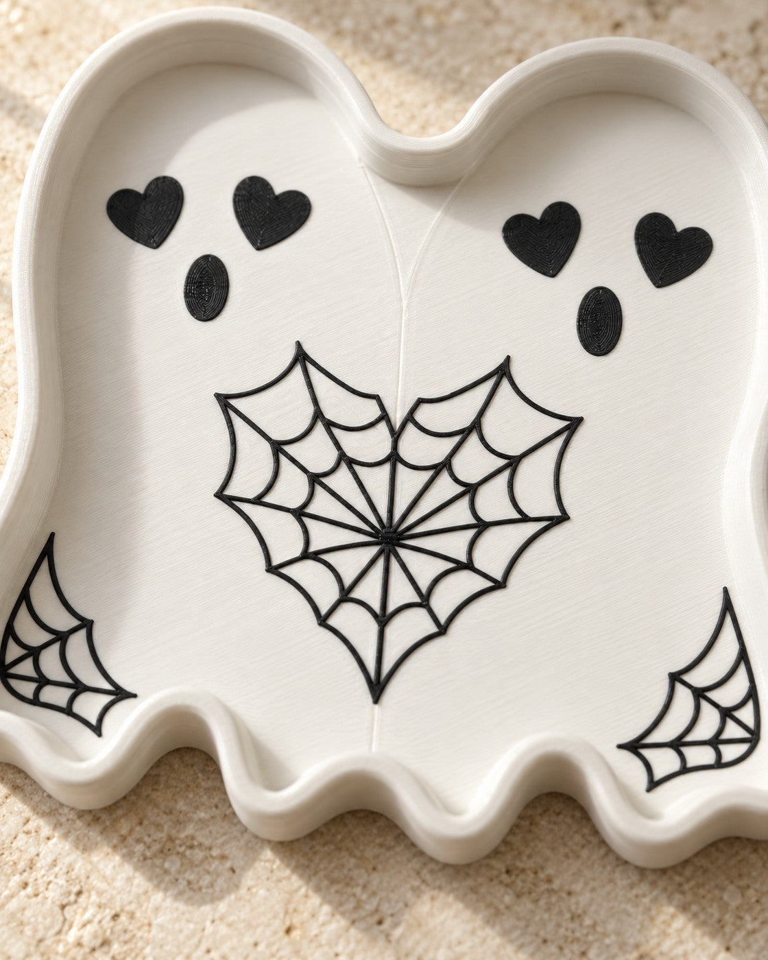 Close-up of the Ghost Duo Trinket Dish showing fine printed layer lines