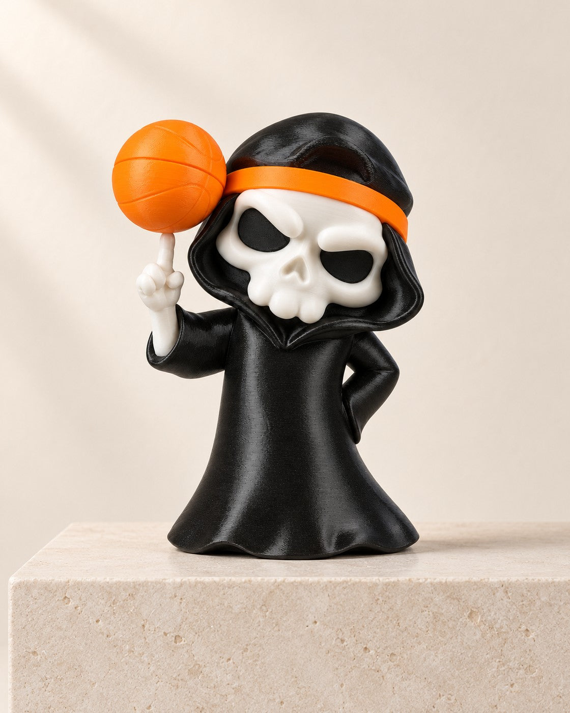 Slam Reaper on a pale limestone plinth, soft studio light