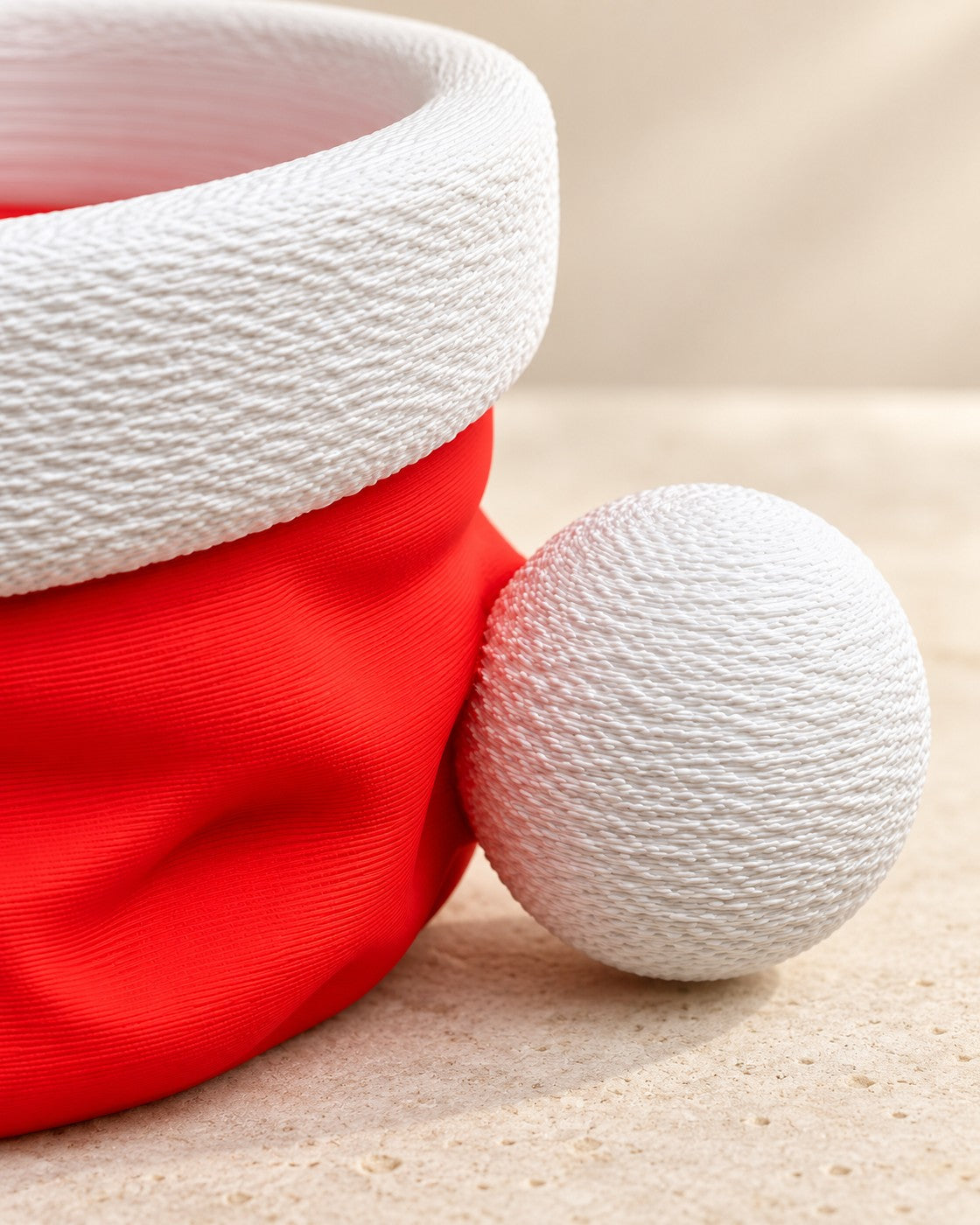 Close-up of the Santa's Snack Hat Bowl showing fine printed layer lines