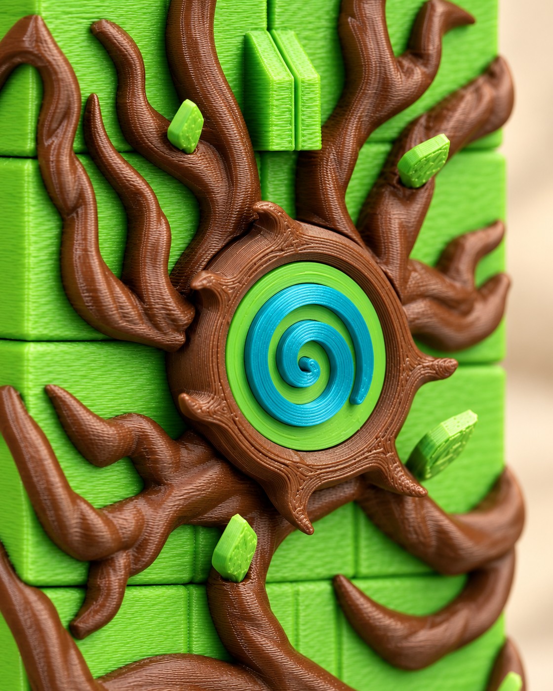 Close-up of the Forest Deck Box showing fine printed layer lines