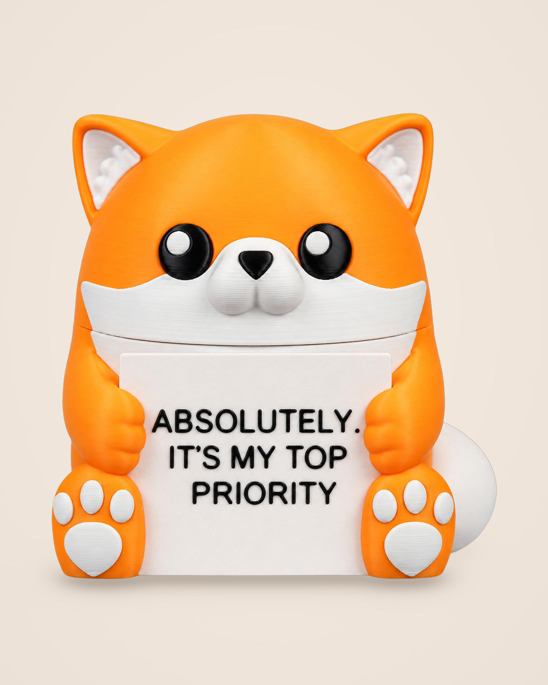 Hidden Fox Desk Ornament: A composed orange fox with a mischievous fox hidden inside