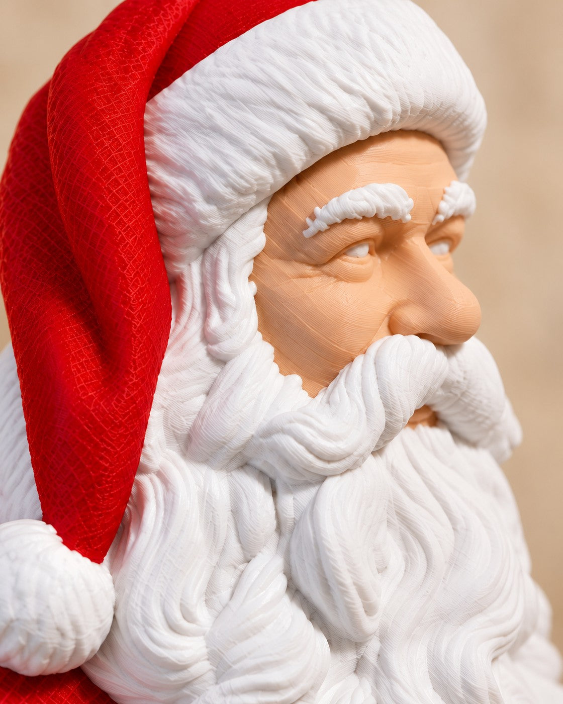 Close-up of the Father Christmas Bust showing fine printed layer lines
