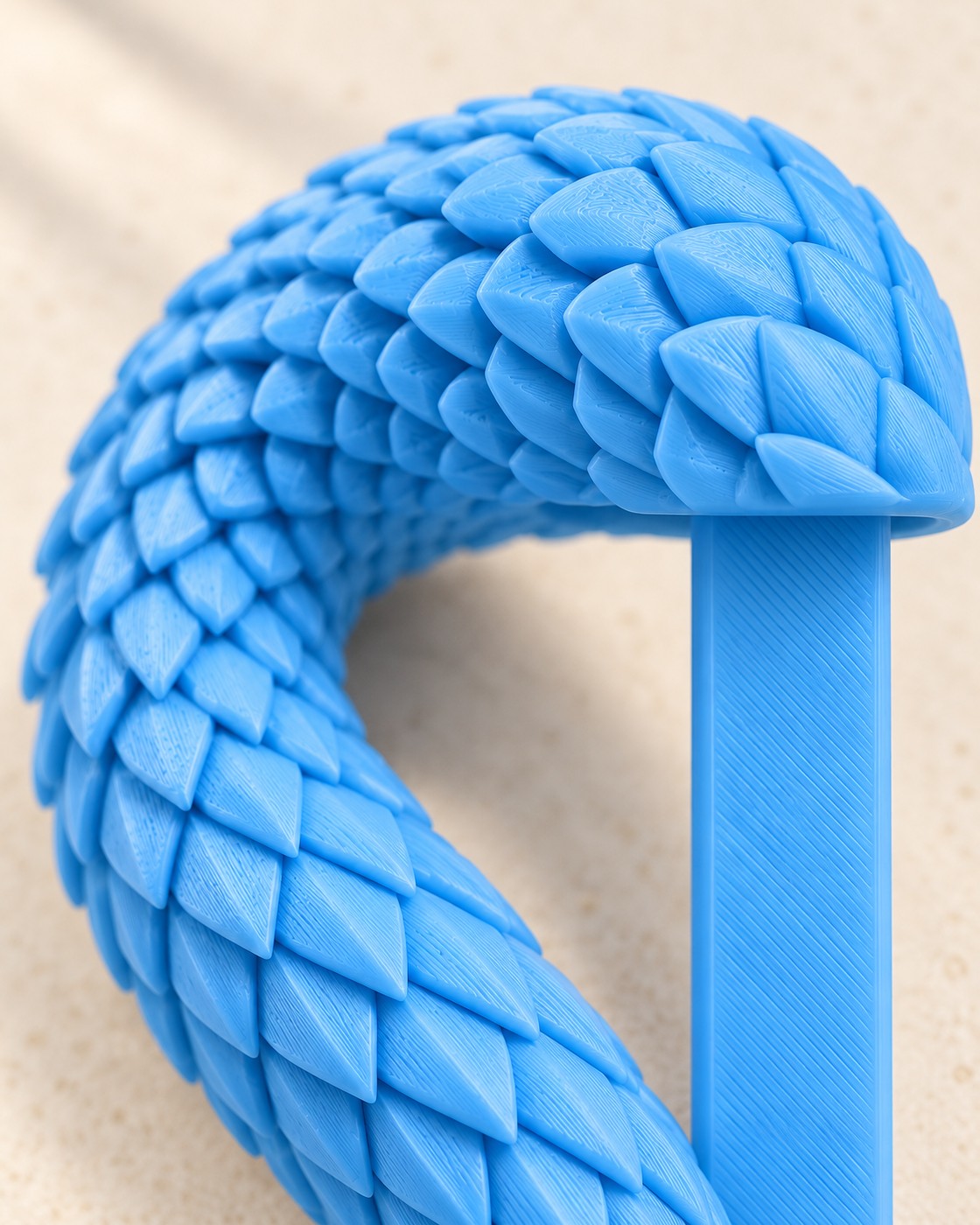Close-up of the Dragon Tail Bookmark showing fine printed layer lines