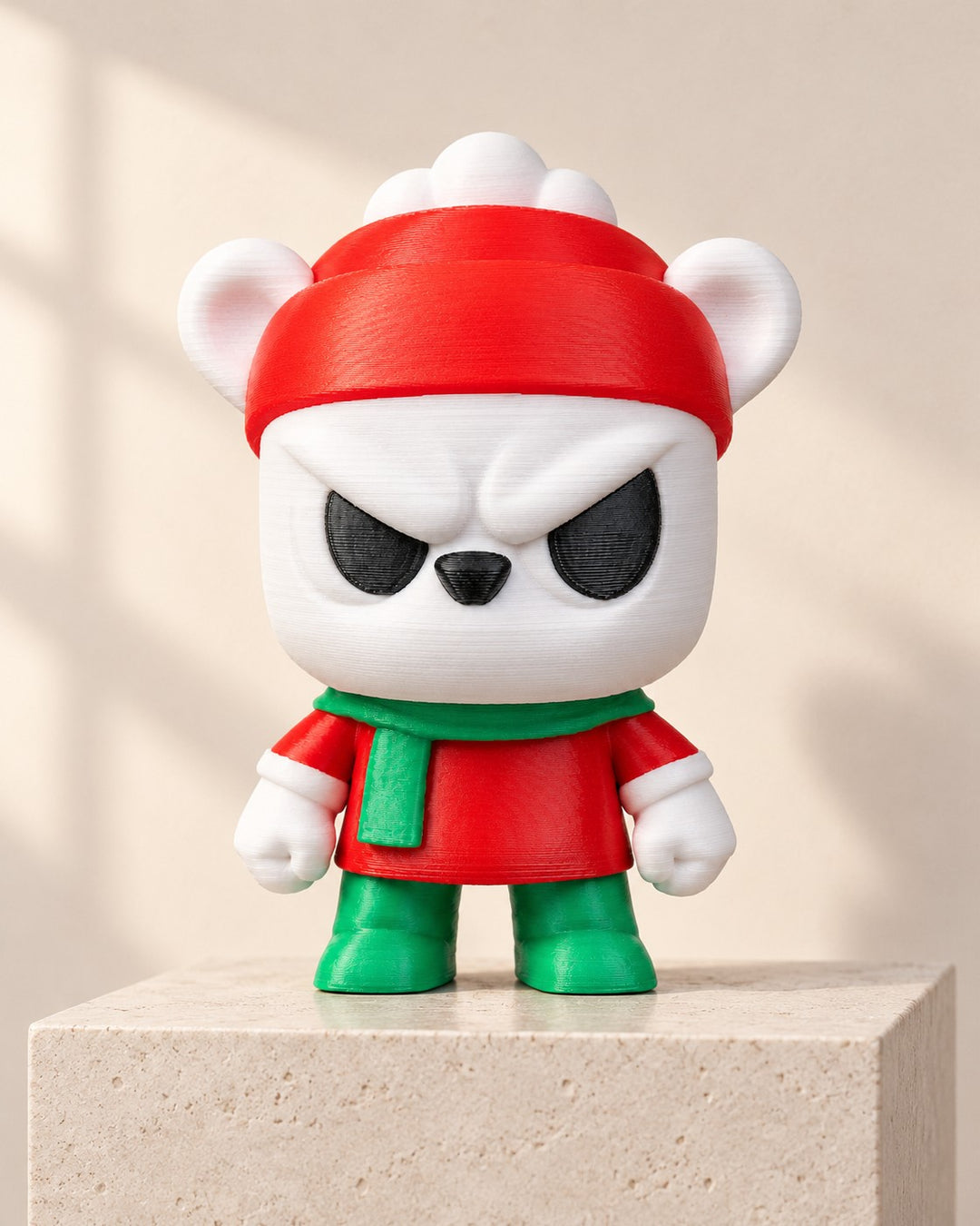 Anty Bear Desk Figure: A grumpy little bear in a red hat for festive shelves and desks
