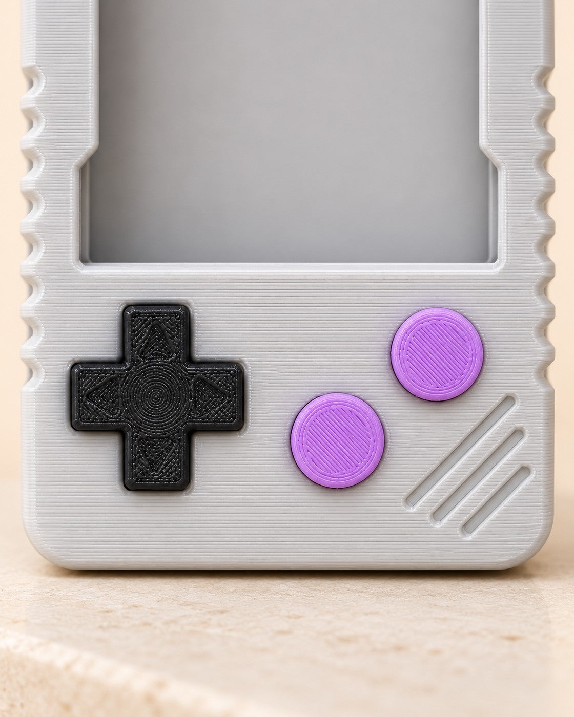 Close-up of the Pixel Pocket Keyring Set showing fine printed layer lines
