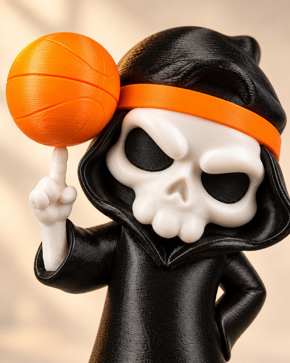 Close-up of the Slam Reaper showing fine printed layer lines