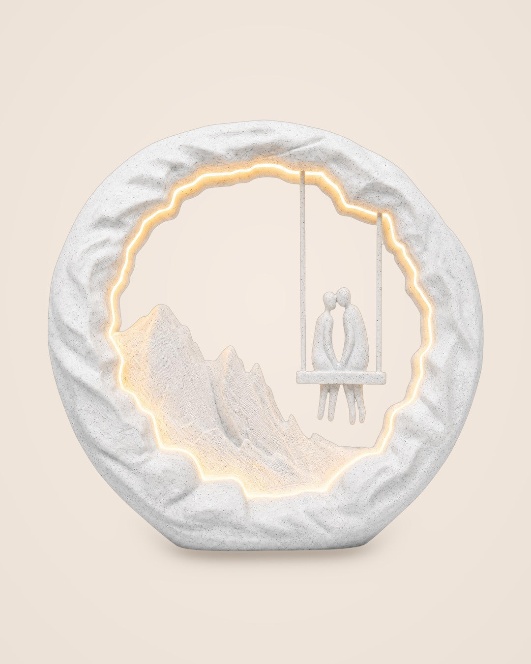 Swing for Two Couple Lamp: A marble-effect table lamp with a couple on a swing