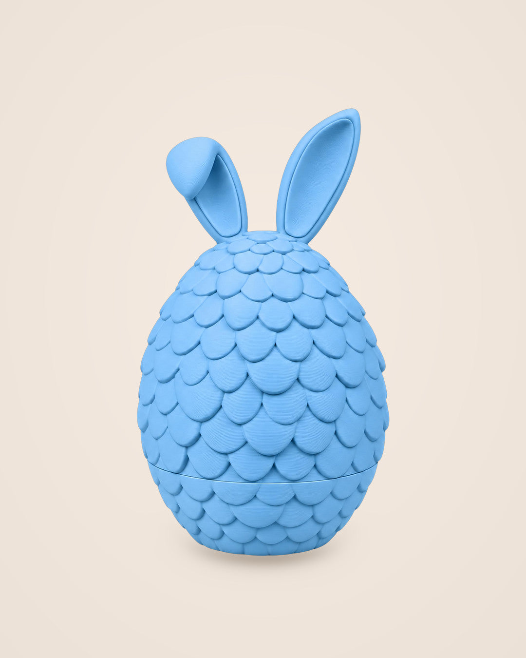 Scaly Egg Trinket Box: Sky-blue scaled egg with bunny ears and a lift-off lid