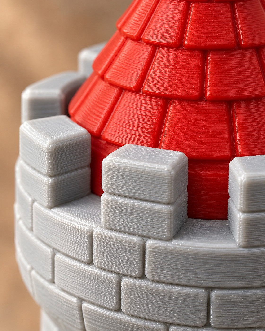 Close-up of the Fantasy Castle Bookend showing fine printed layer lines