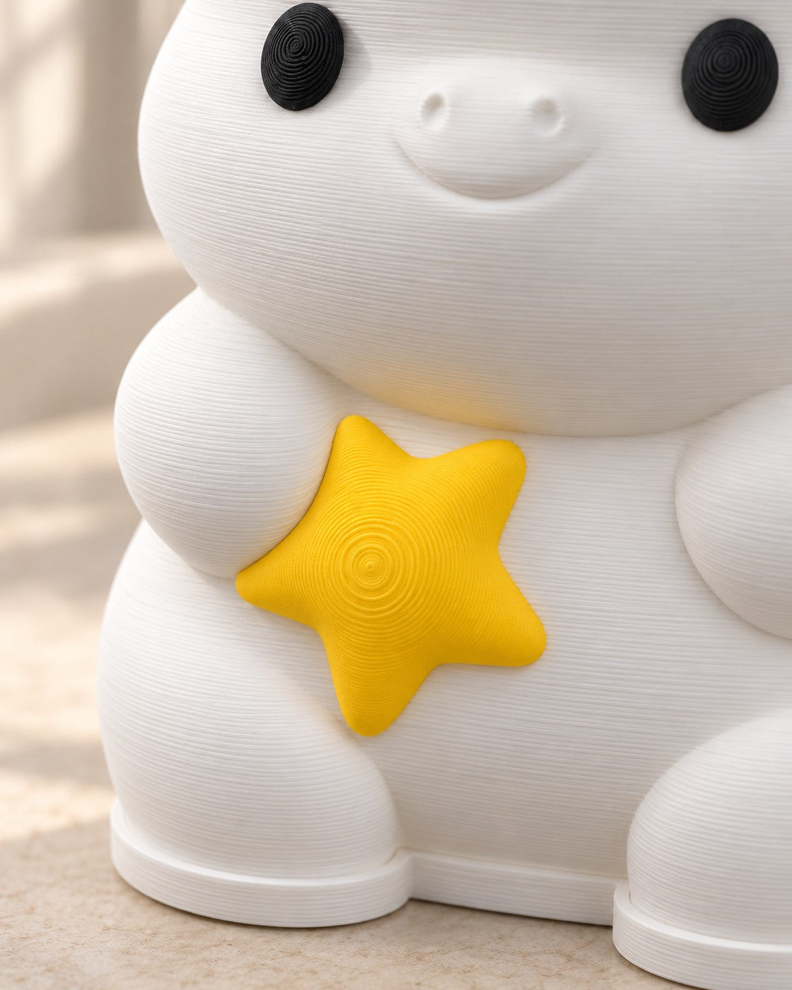 Close-up of the Dino Star Lamp showing fine printed layer lines