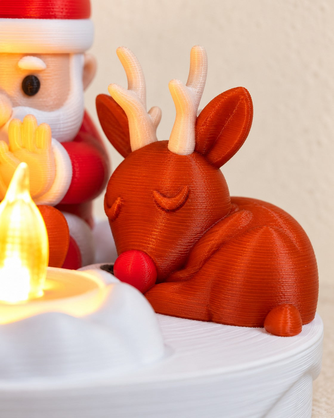 Close-up of the Santa Bonfire Decoration showing fine printed layer lines