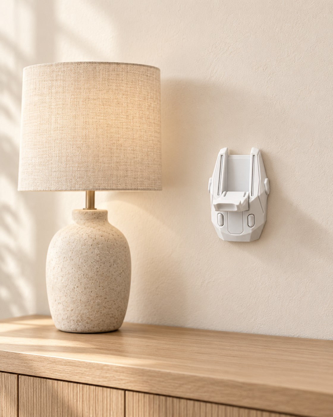Sci-Fi Headphone Hook in a calm, softly lit interior, shown at true scale