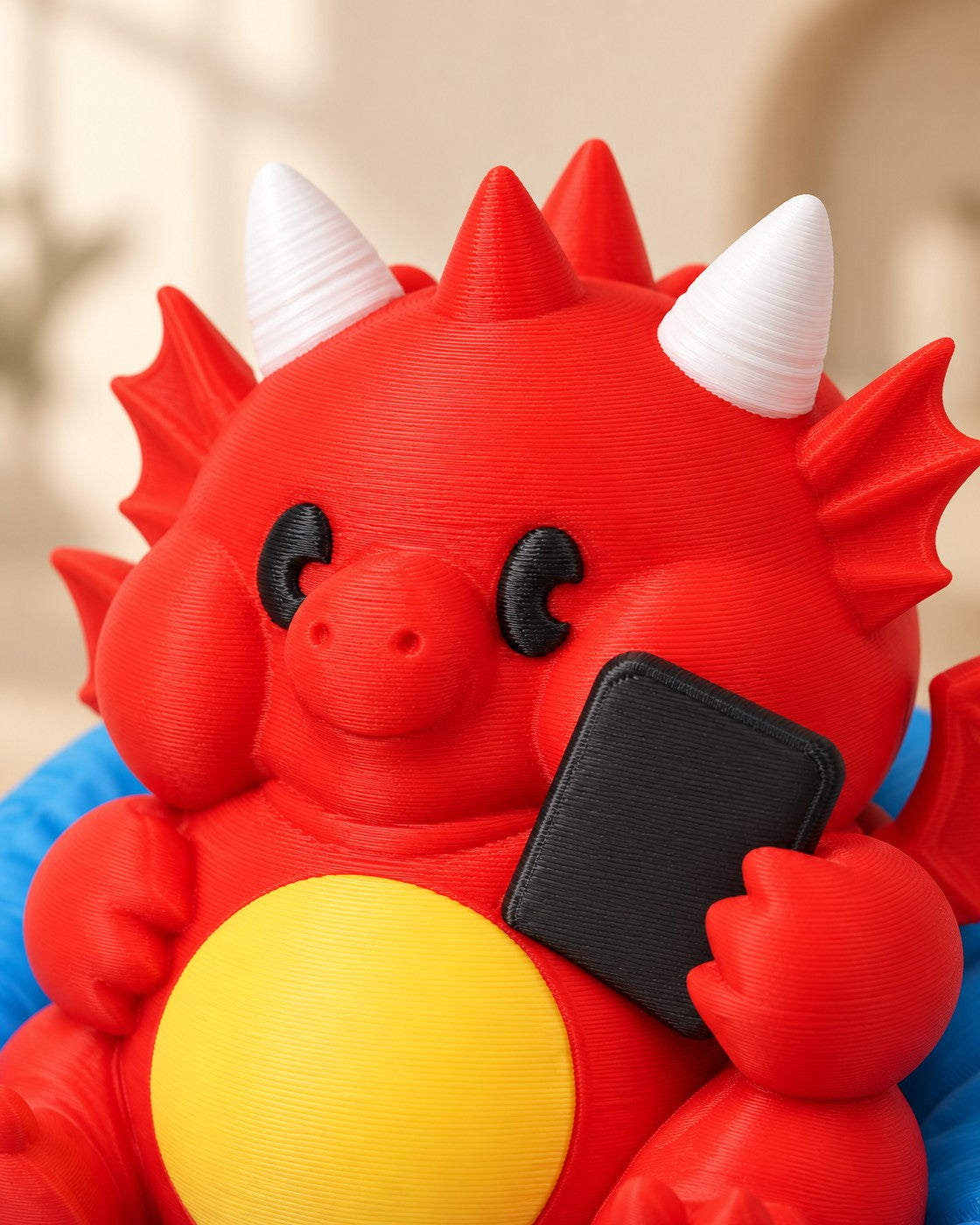 Close-up of the Chubby Dragon on Beanbag showing fine printed layer lines