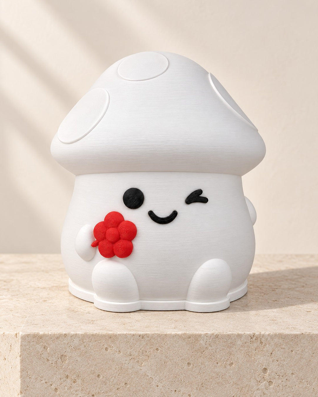 Winking Mushroom Lamp: Soft warm-white USB night light with a winking face and a red flower