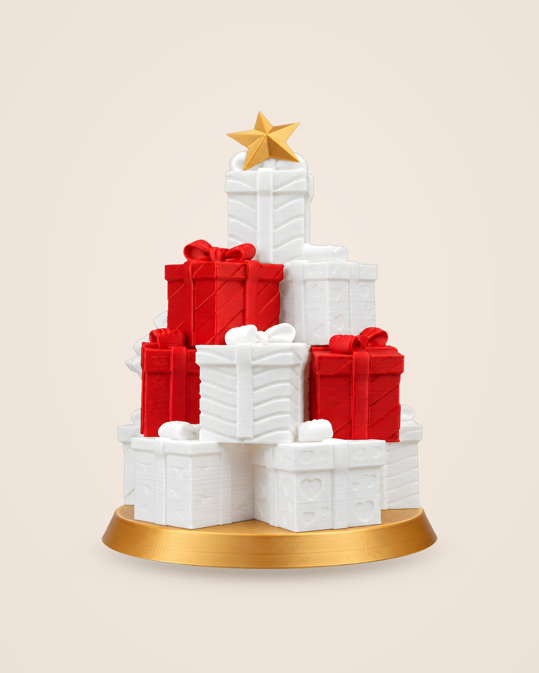 Stacked Gifts Lamp: A tree of ribboned presents, lit from within
