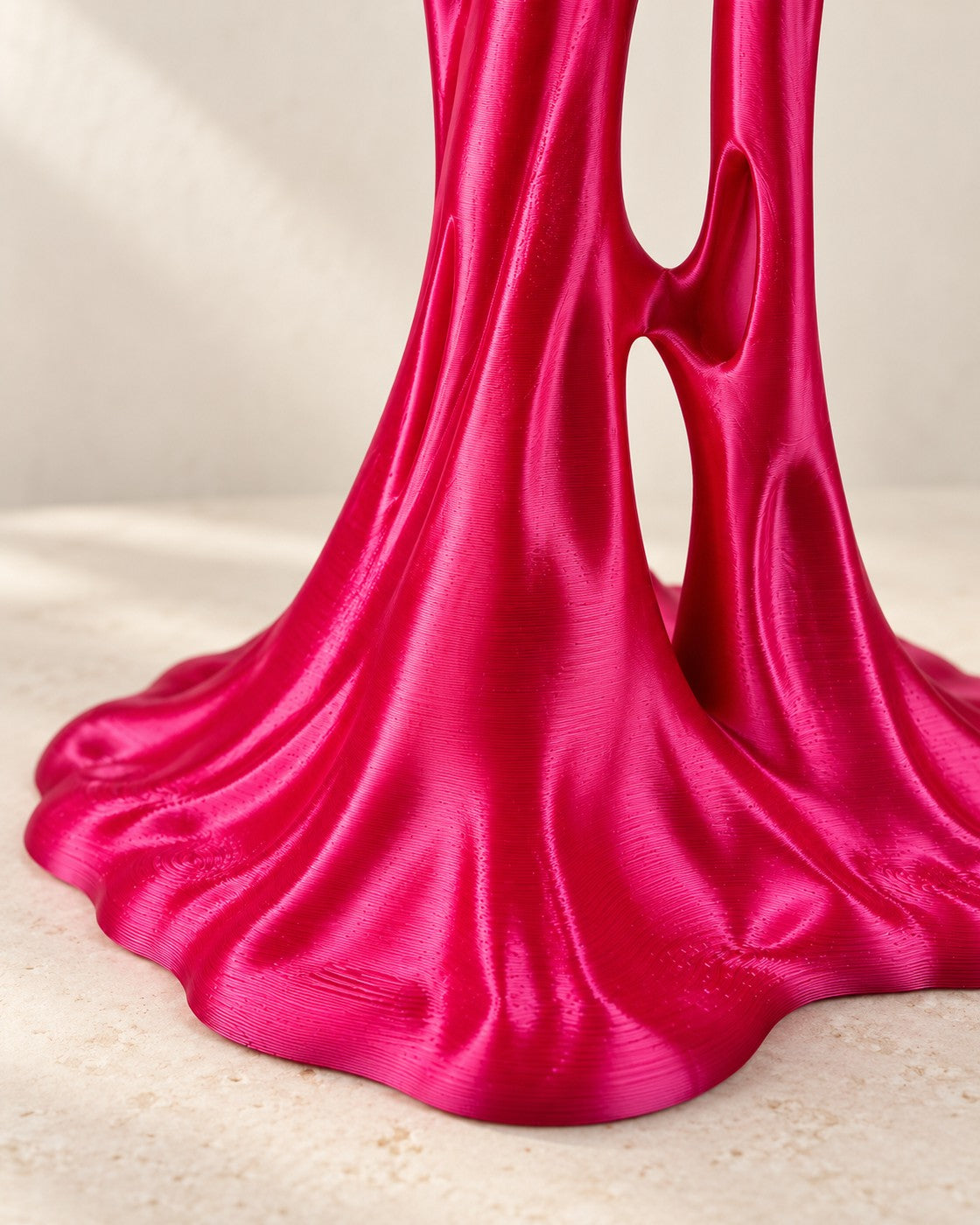 Close-up of the Stretchy Gum Headphone Stand showing fine printed layer lines