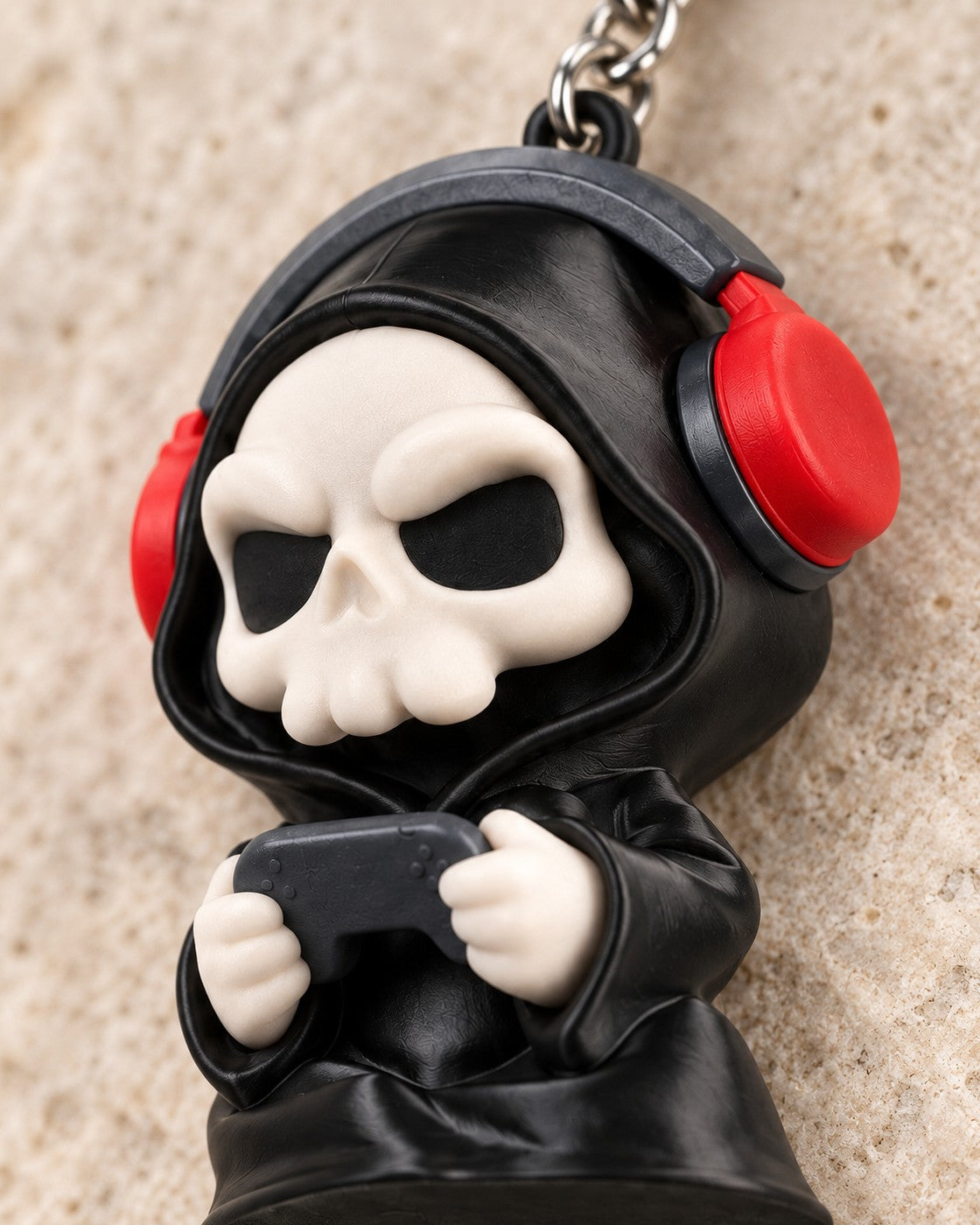 Close-up of the Press F Reaper Keyring showing fine printed layer lines