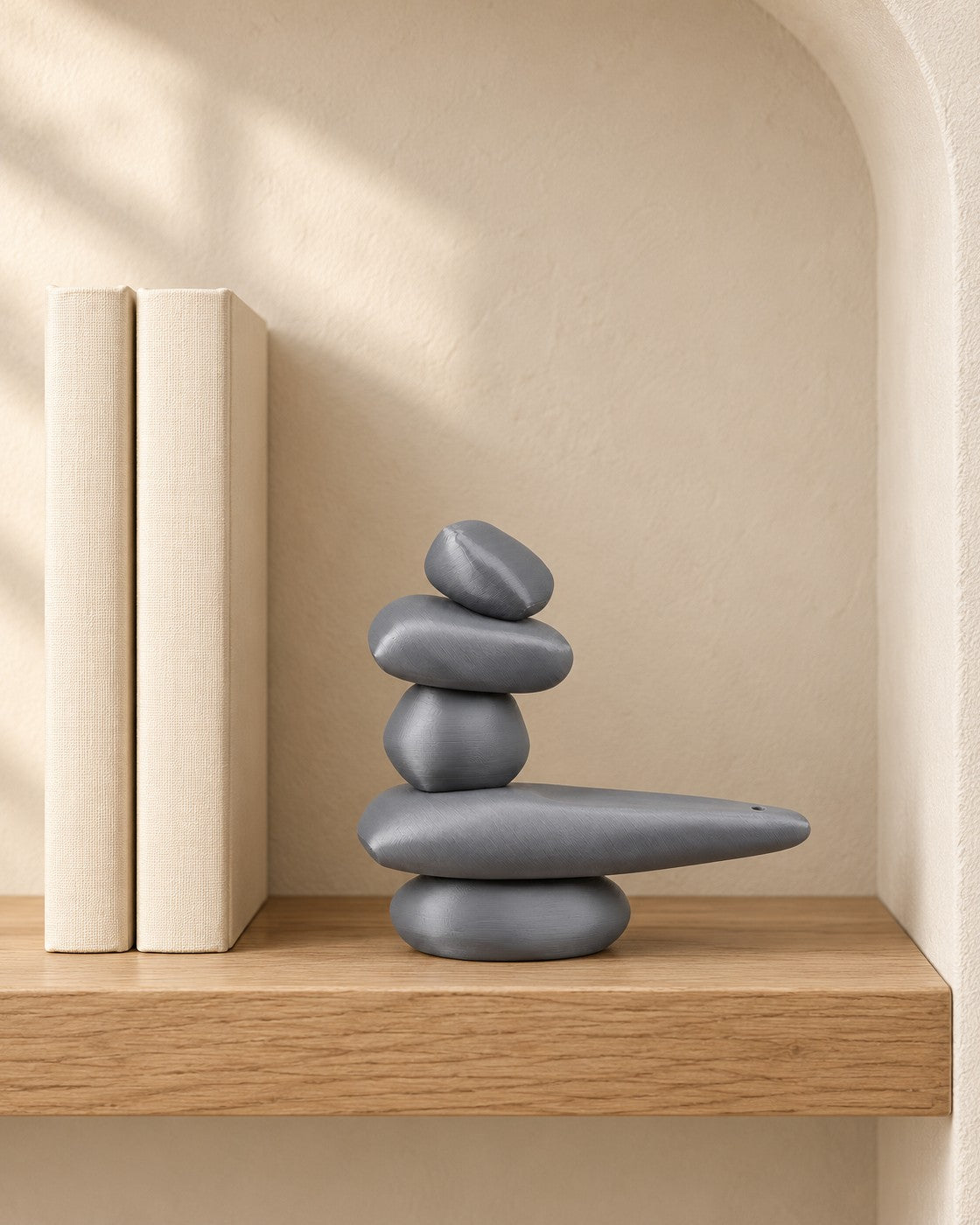 Cairn Incense Holder in a calm, softly lit interior, shown at true scale