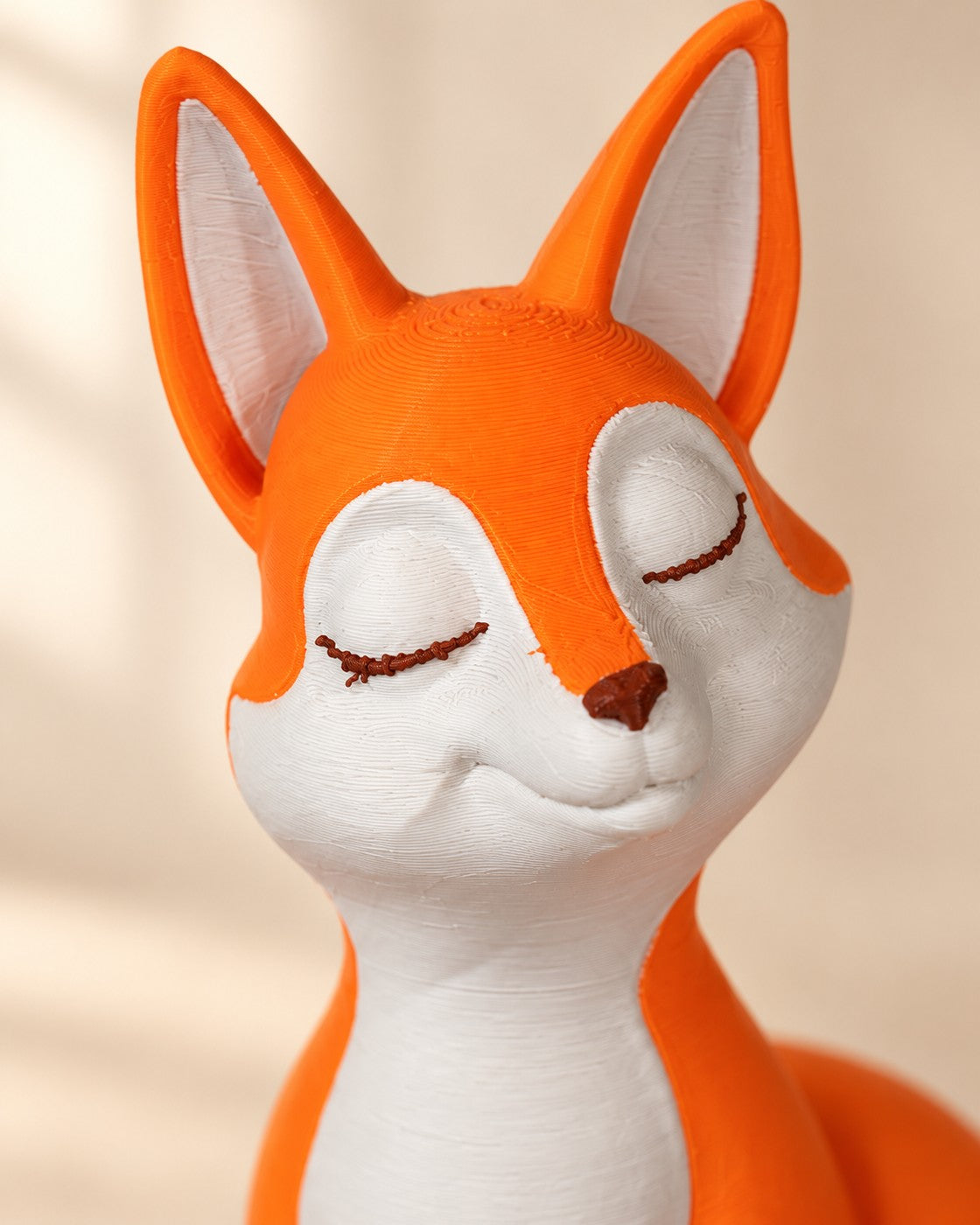 Close-up of the Fox Bookends showing fine printed layer lines