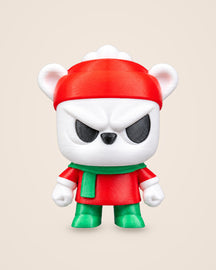 Anty Bear Desk Figure: A grumpy little bear in a red hat for festive shelves and desks