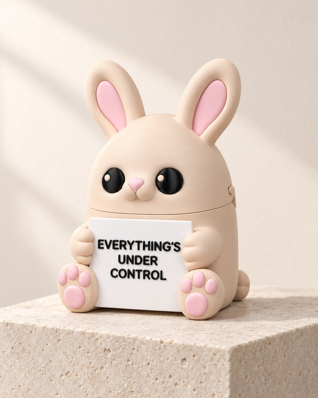 Chill Bunny Desk Ornament: Lift its head to find a much smaller angry bunny hidden inside
