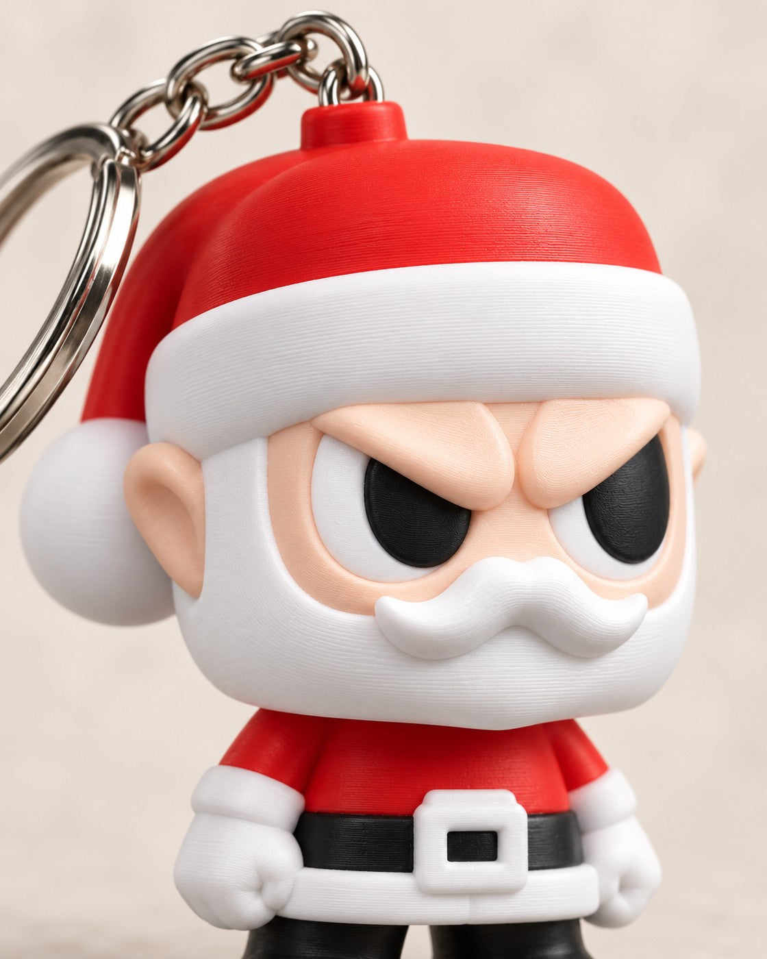 Close-up of the Santy Claus Keyring showing fine printed layer lines