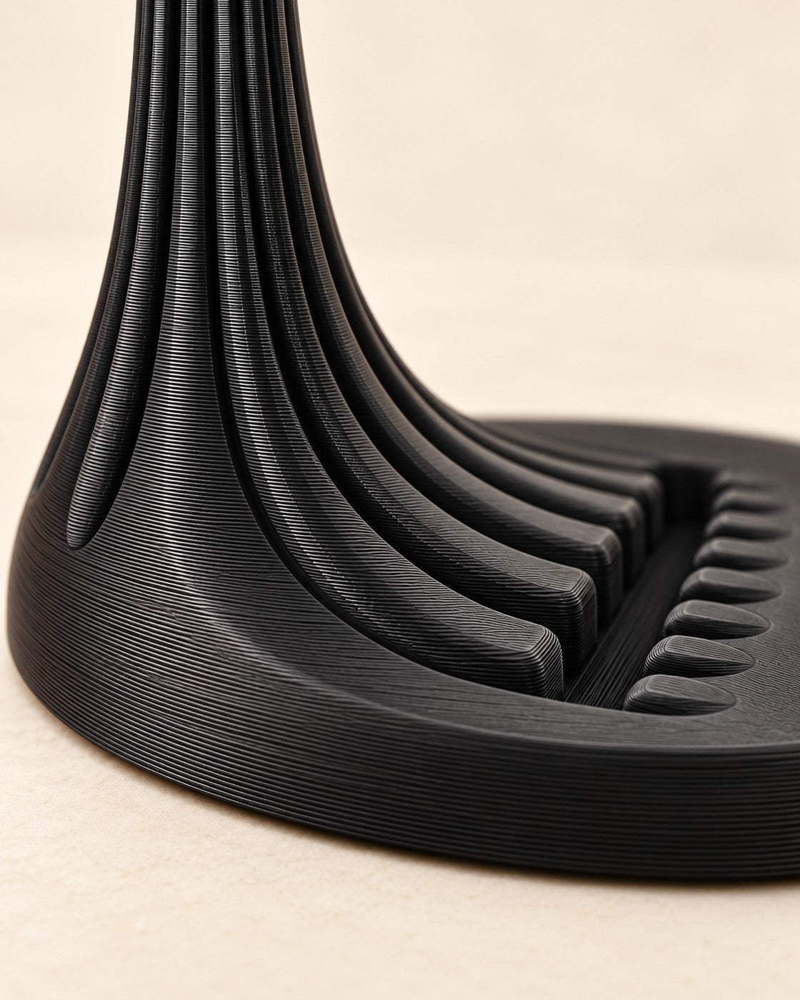 Close-up of the Ribbed Headphone Stand showing fine printed layer lines