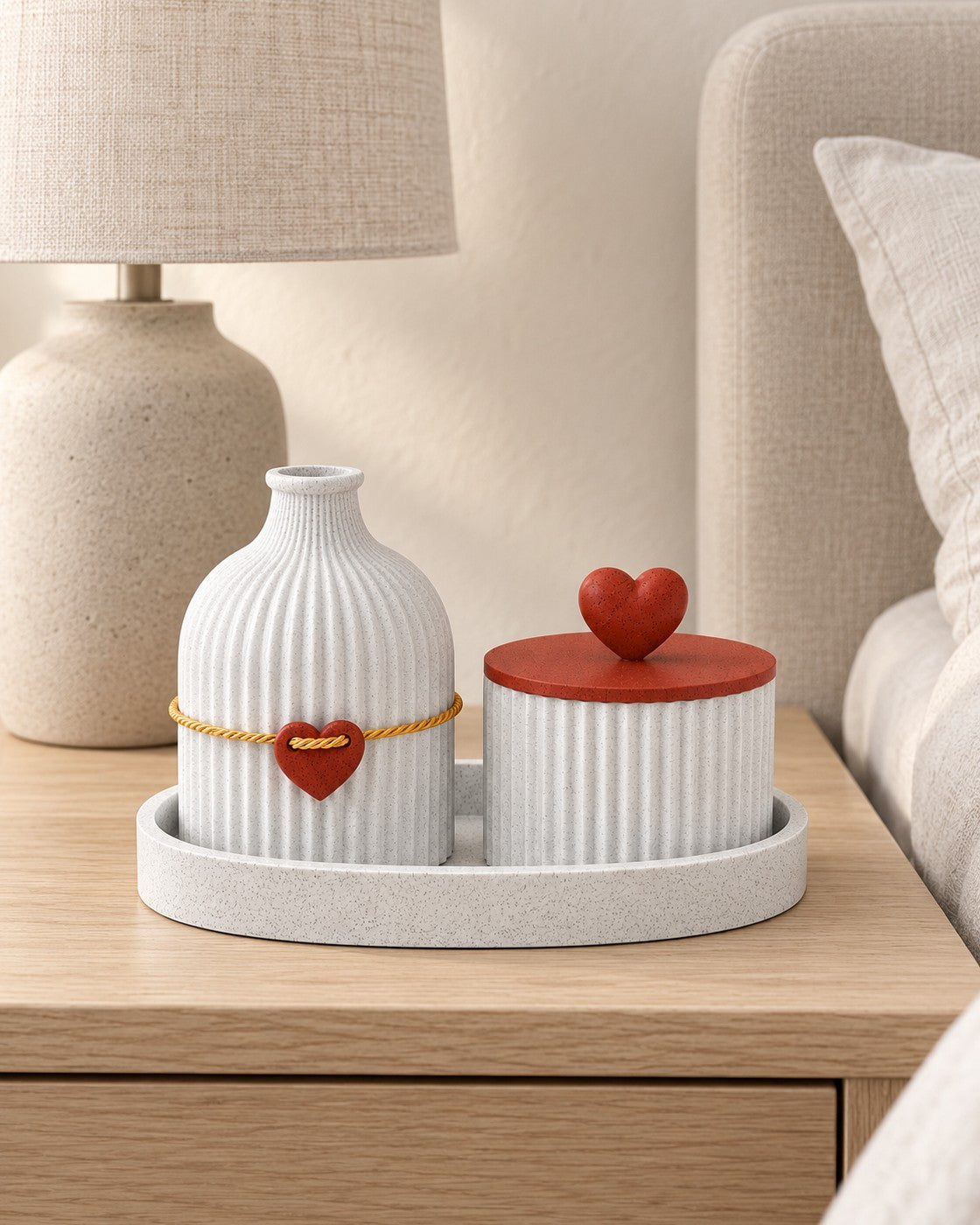 Four-Piece Vanity Set in a calm, softly lit interior, shown at true scale