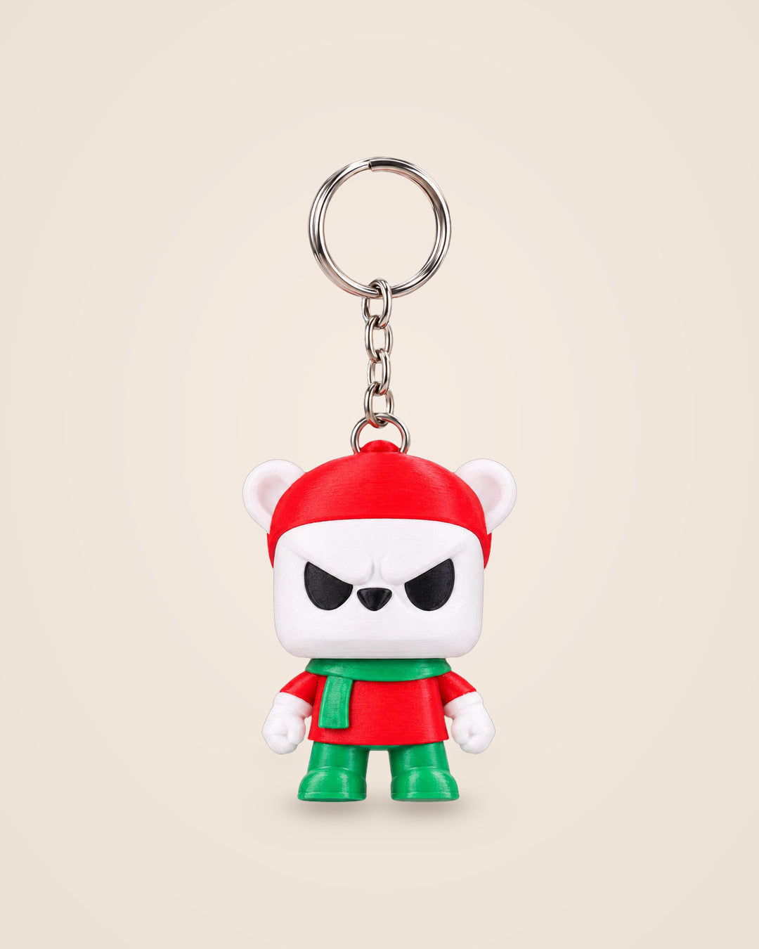 Grumpy Bear Keyring: A festive bear charm with a grumpy expression