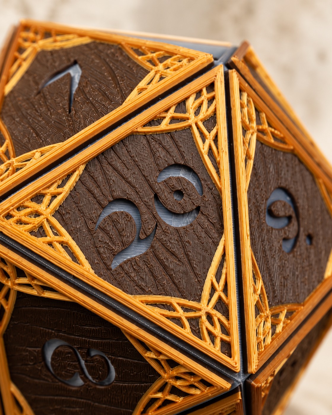 Close-up of the Elven Die Planter showing fine printed layer lines