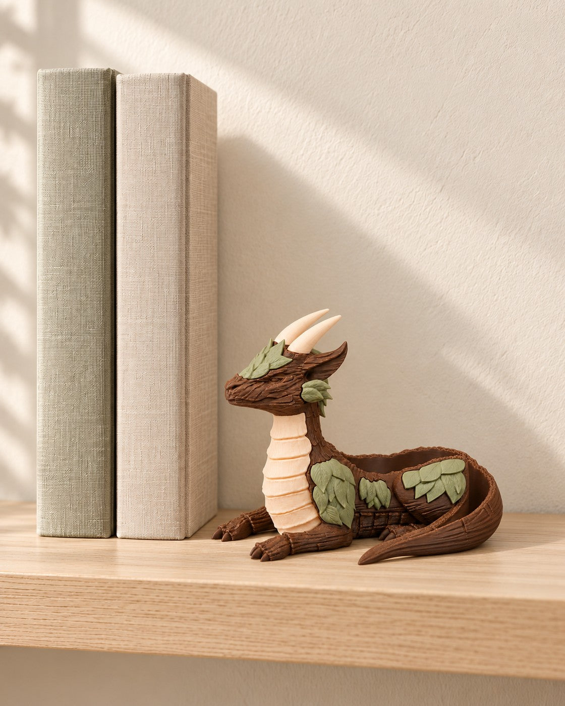 Guardian Dragon Planter in a calm, softly lit interior, shown at true scale