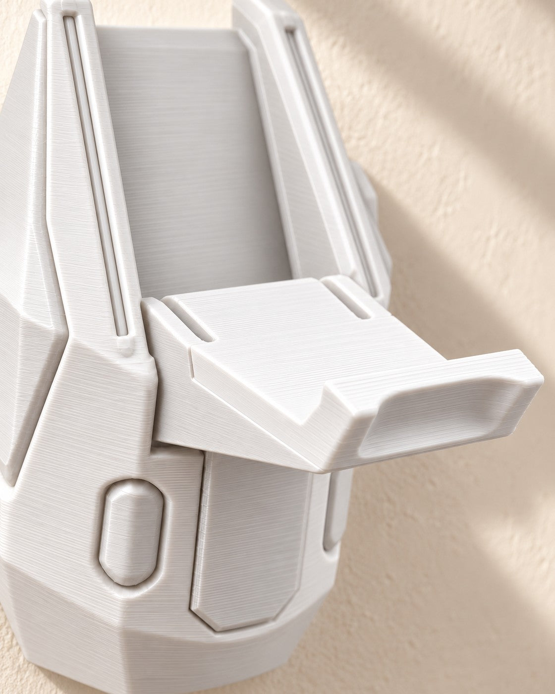 Close-up of the Sci-Fi Headphone Hook showing fine printed layer lines