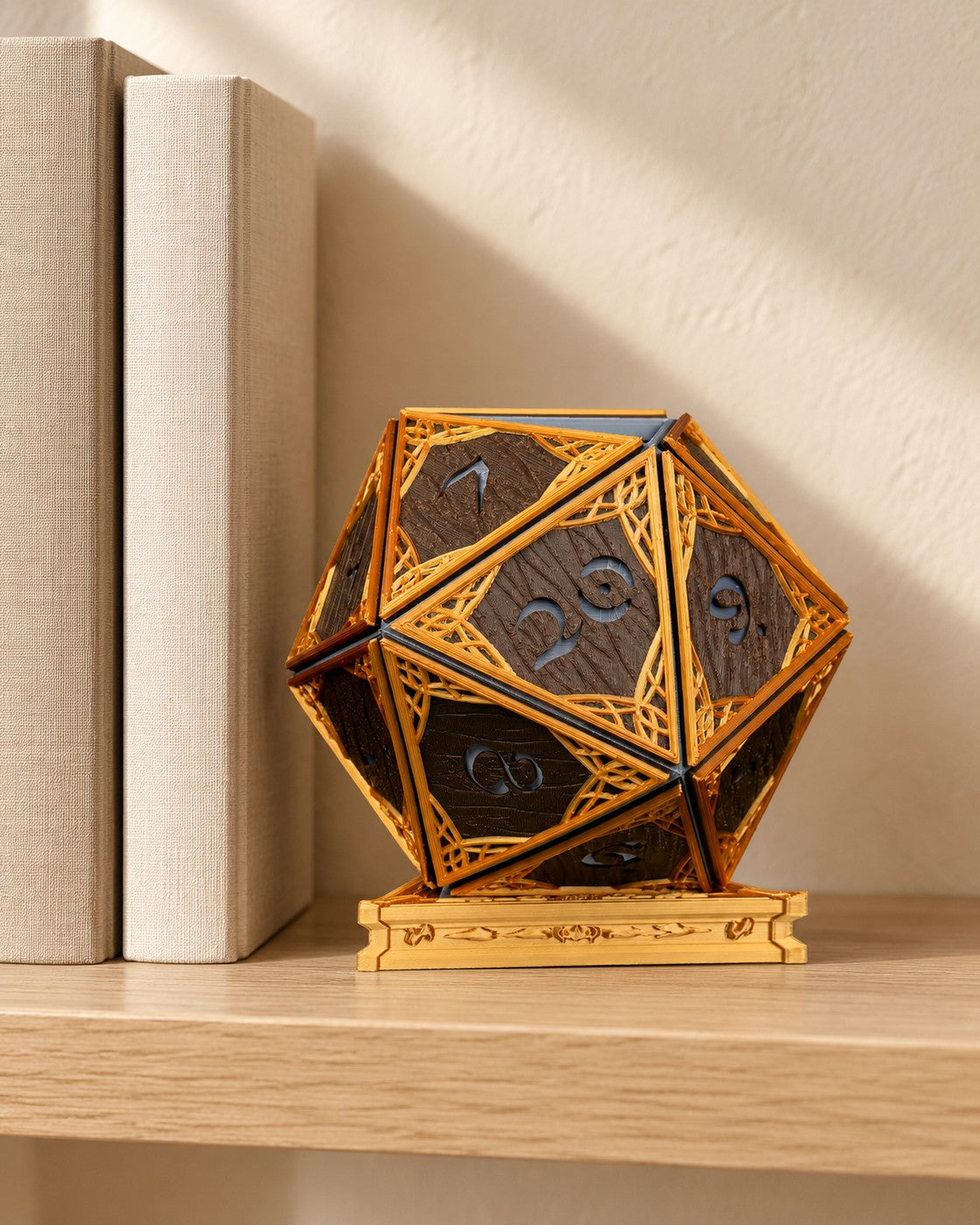 Elven Die Planter in a calm, softly lit interior, shown at true scale