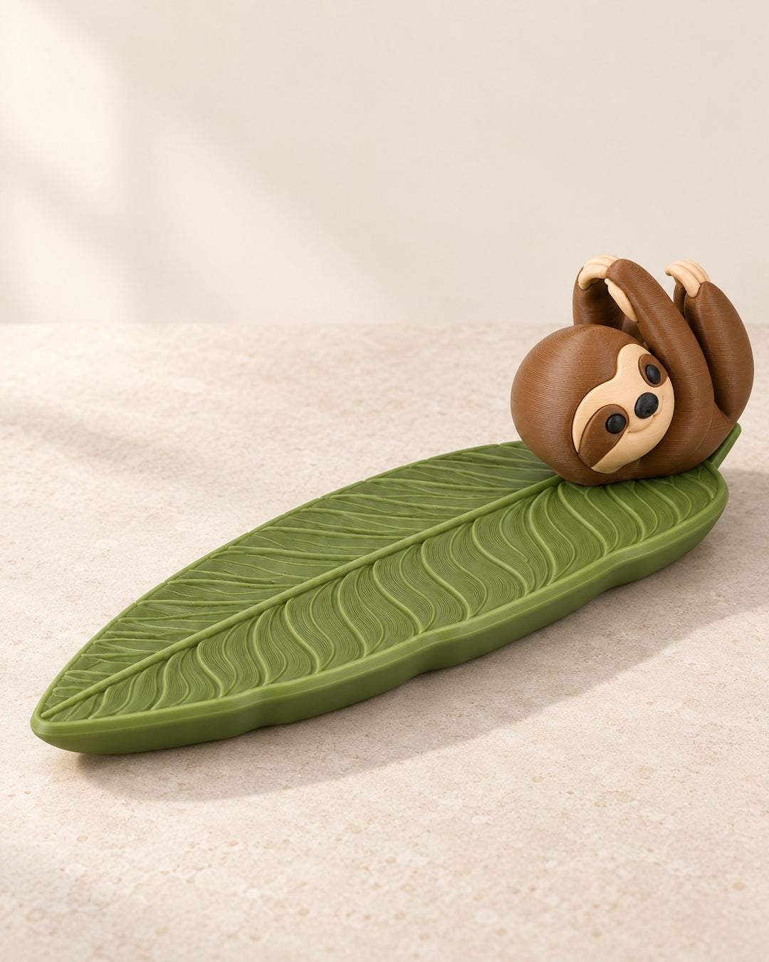Sloth Incense Holder: Incense stick holder with a sculpted leaf ash catcher