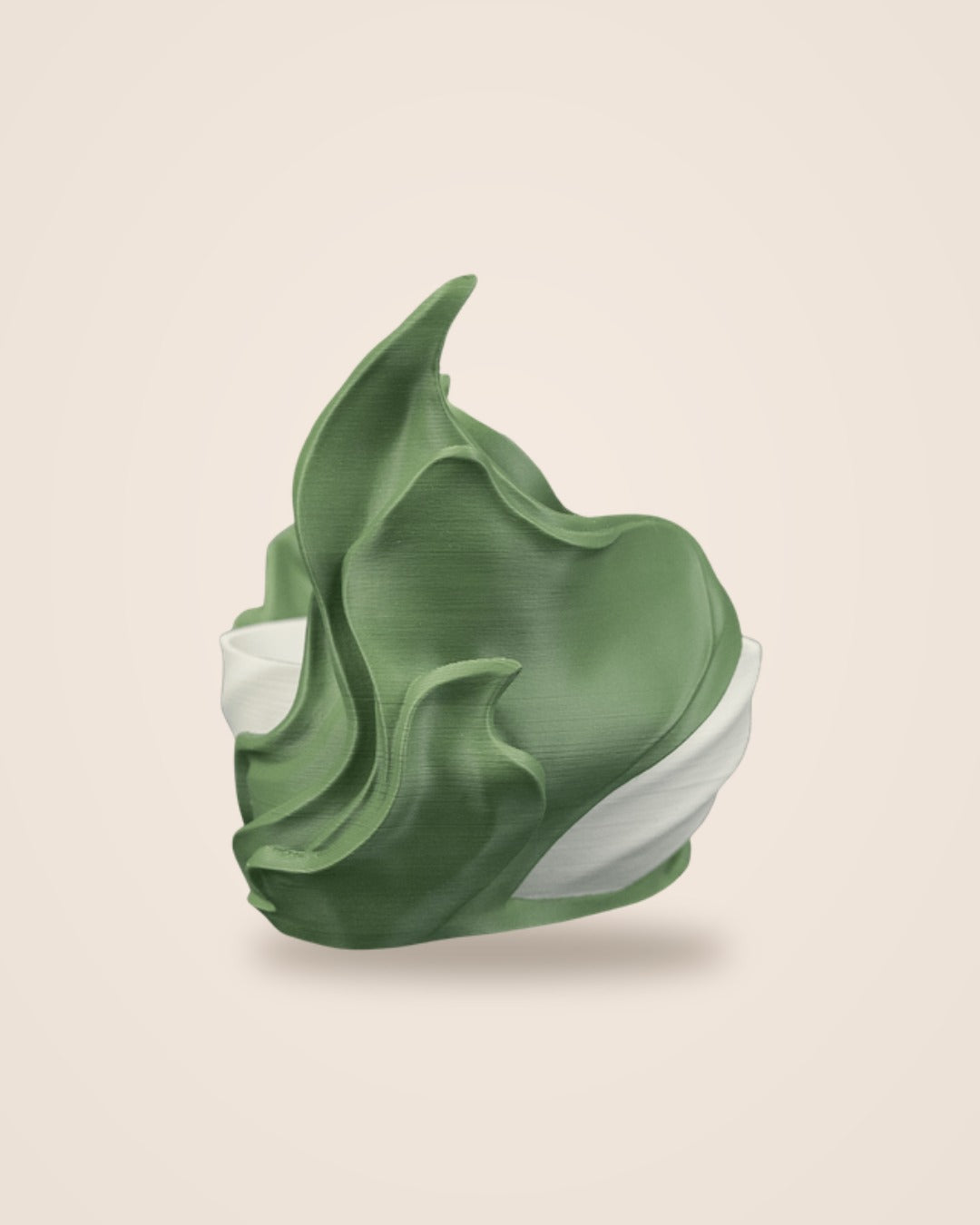 Back view of the Seaweed Flow planter, green fronds sweeping around the white bowl