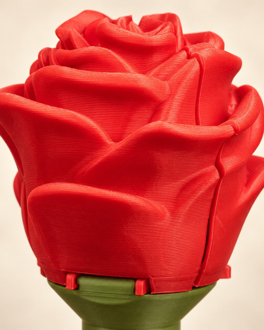 Close-up of the layered red petals of the Sweet Rose ring box